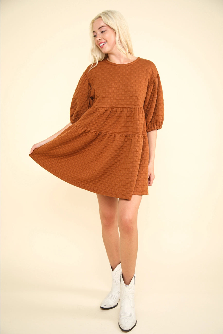Quilted Dress in Camel