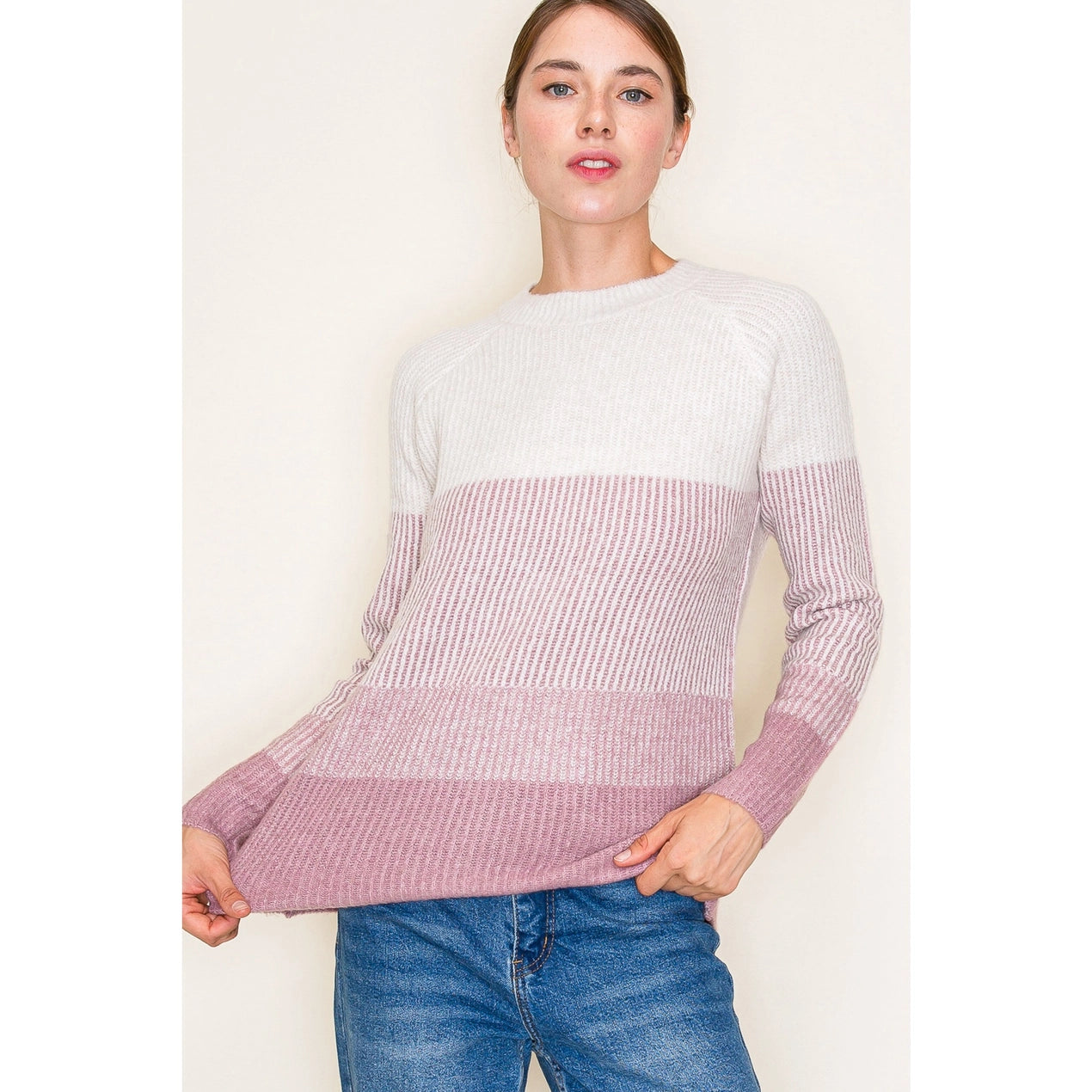 Mauve Colorblock Sweater