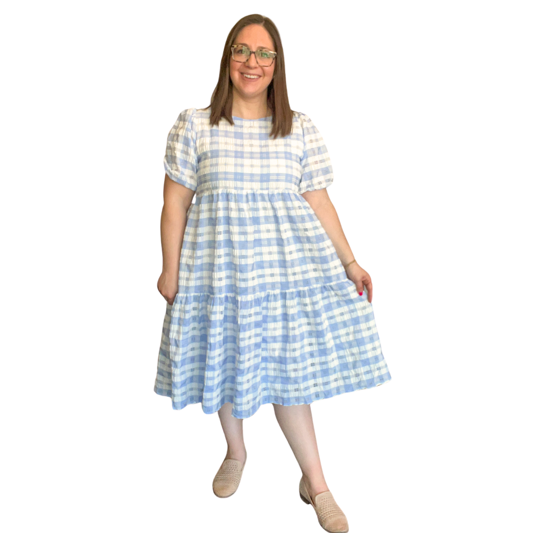 Plaid Midi Dress with Ruffled Hem - FINAL SALE