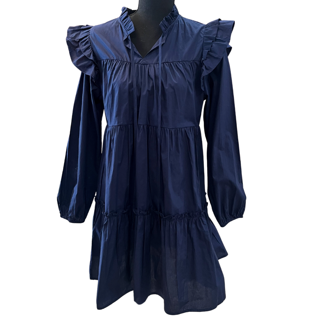 Ruffle Tiered Dress in Navy - FINAL SALE