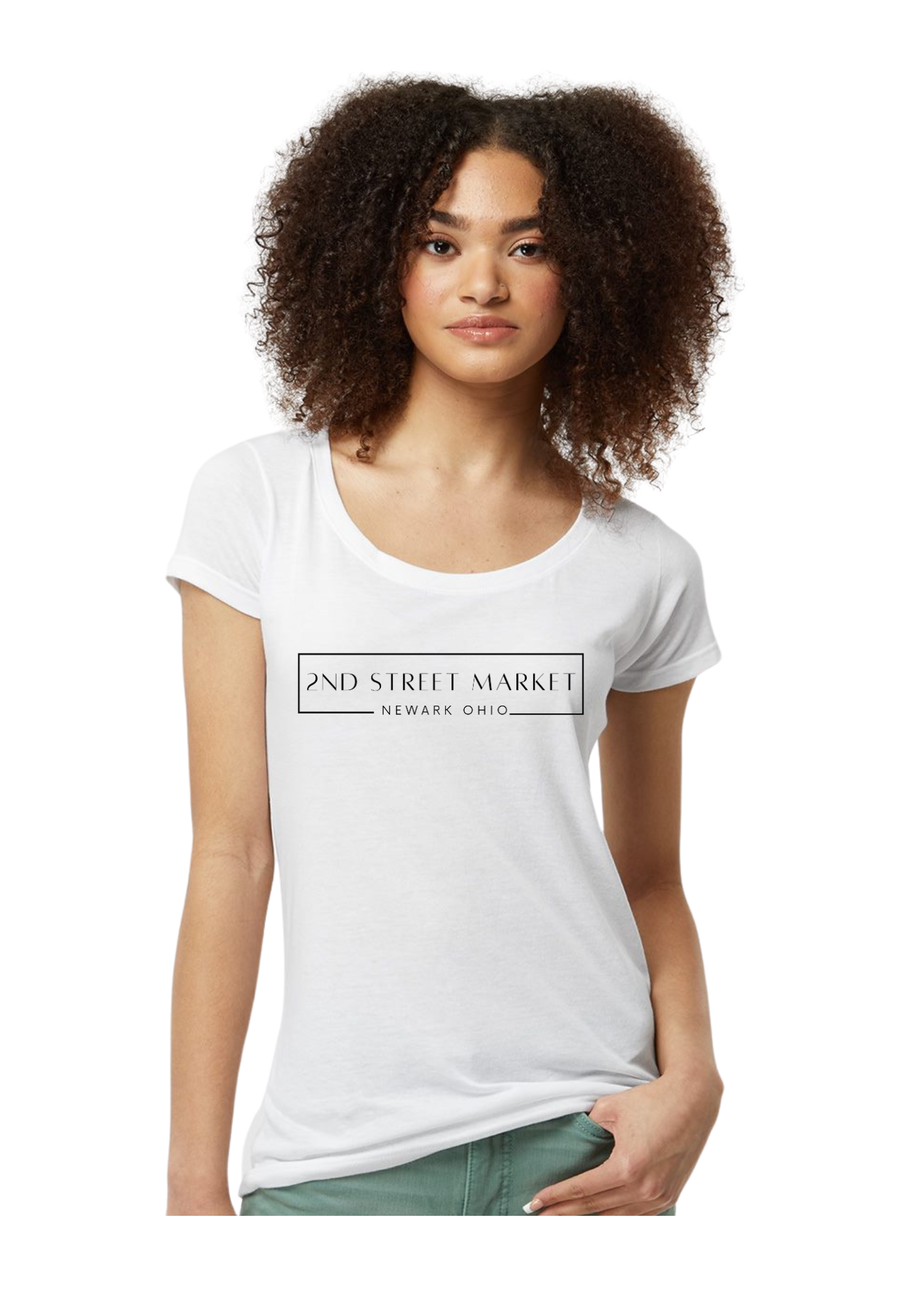 2nd Street Market Ladies Scoop Tee in White