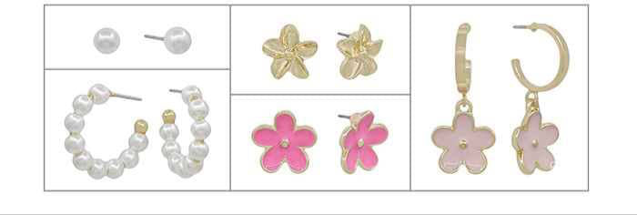 Assorted Stud Flower & Pearl Earrings