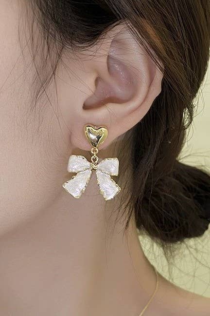 Heart & Bow Stud Earrings
