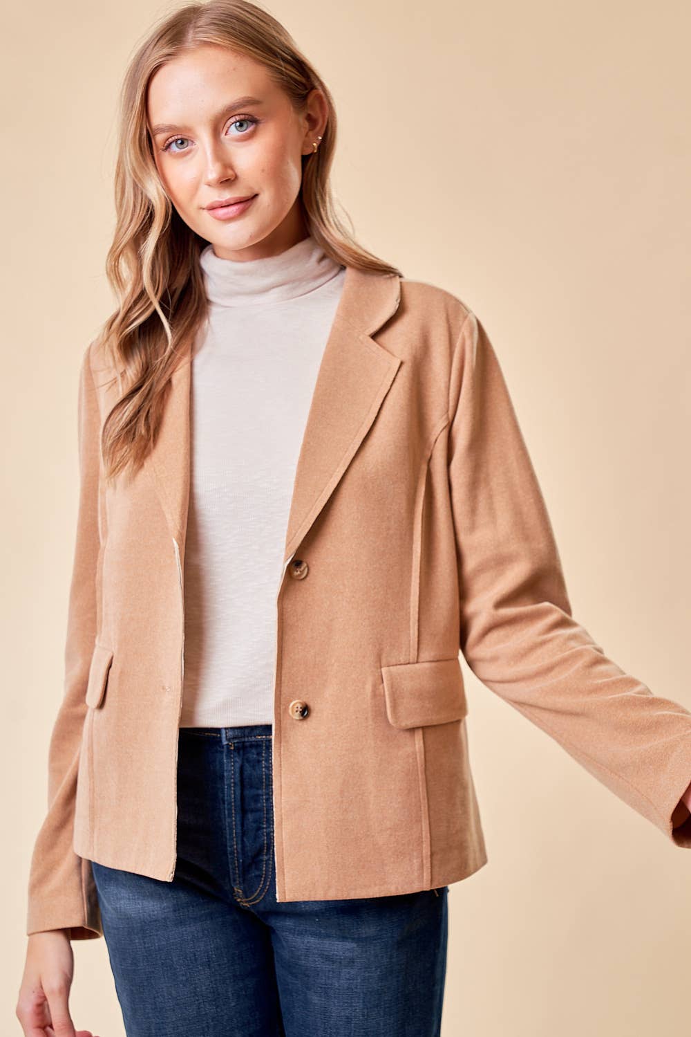 Knit Blazer in Camel