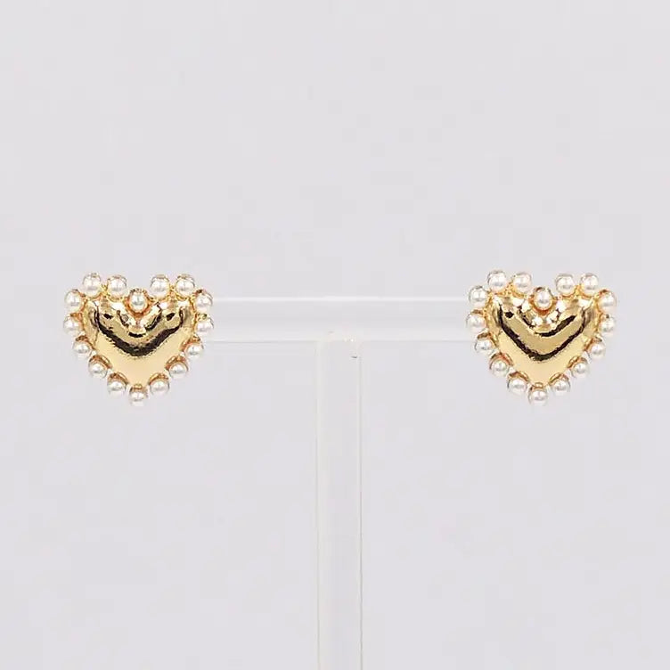 Studded Gold Heart Earring
