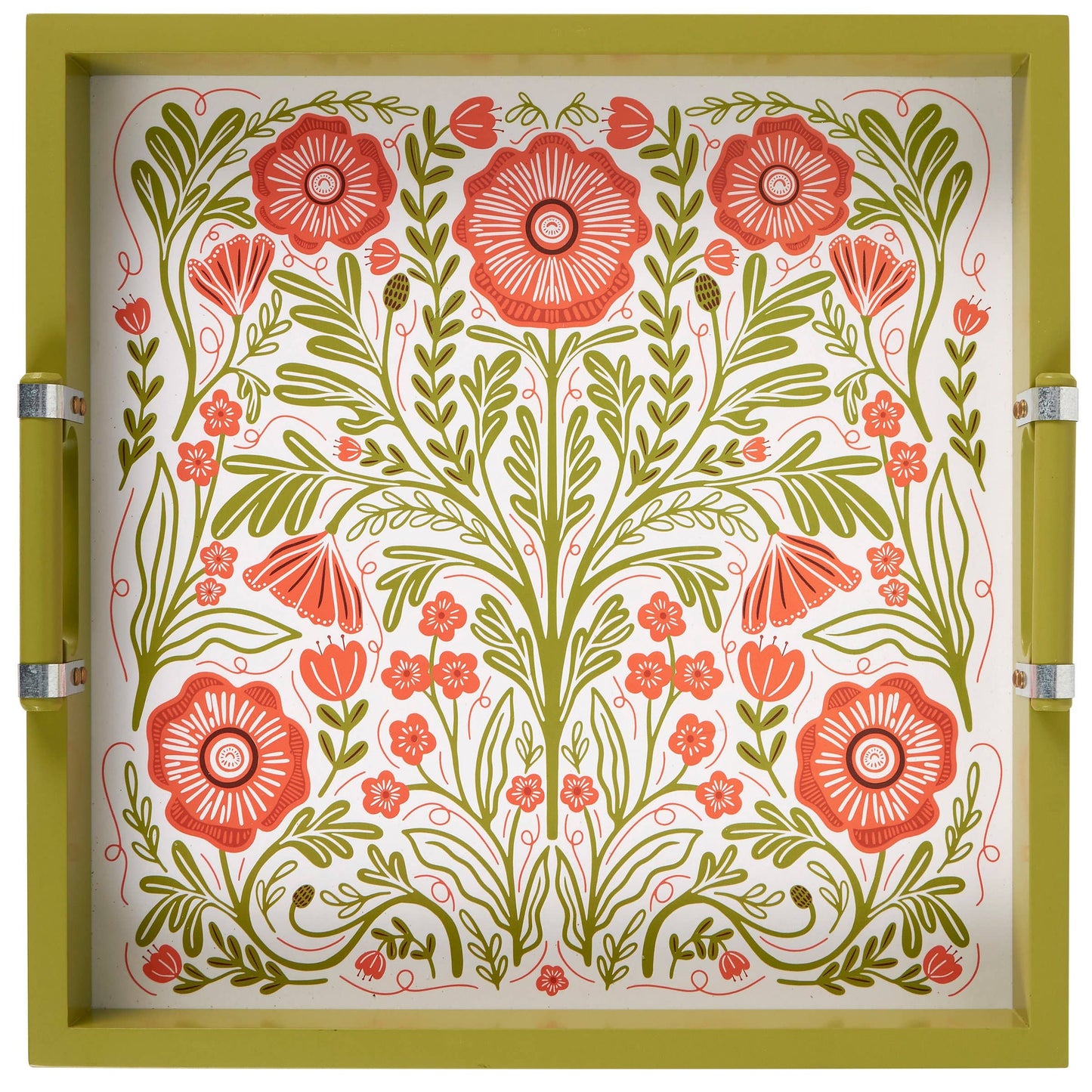 Poppies Folk Art Tray