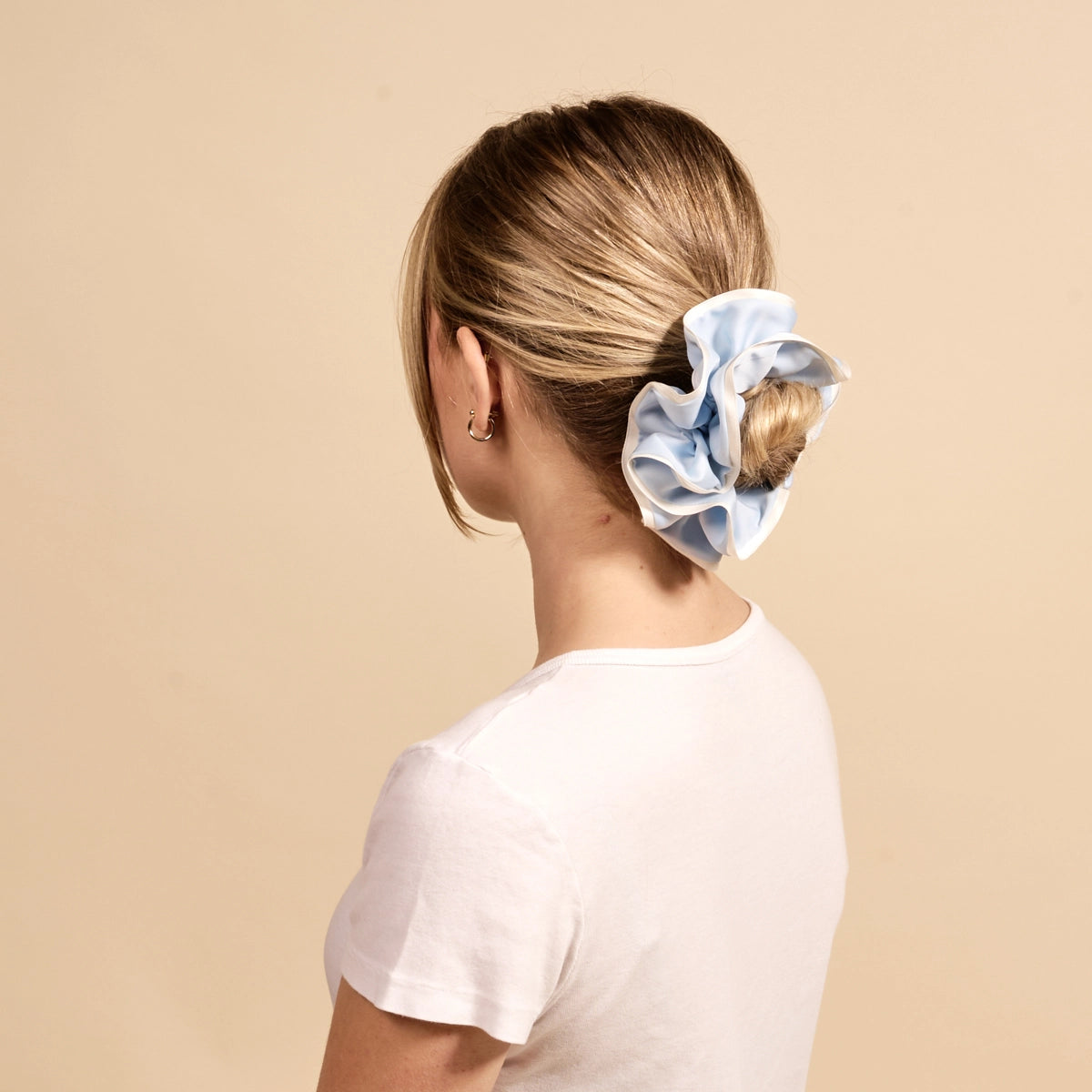 Ruffle Up Scrunchie in Light Blue