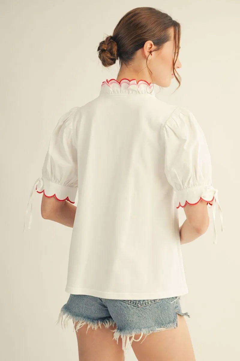 The Sunset Trim Top in White