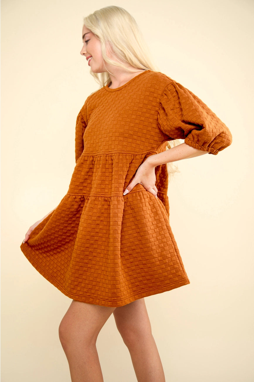 Quilted Dress in Camel
