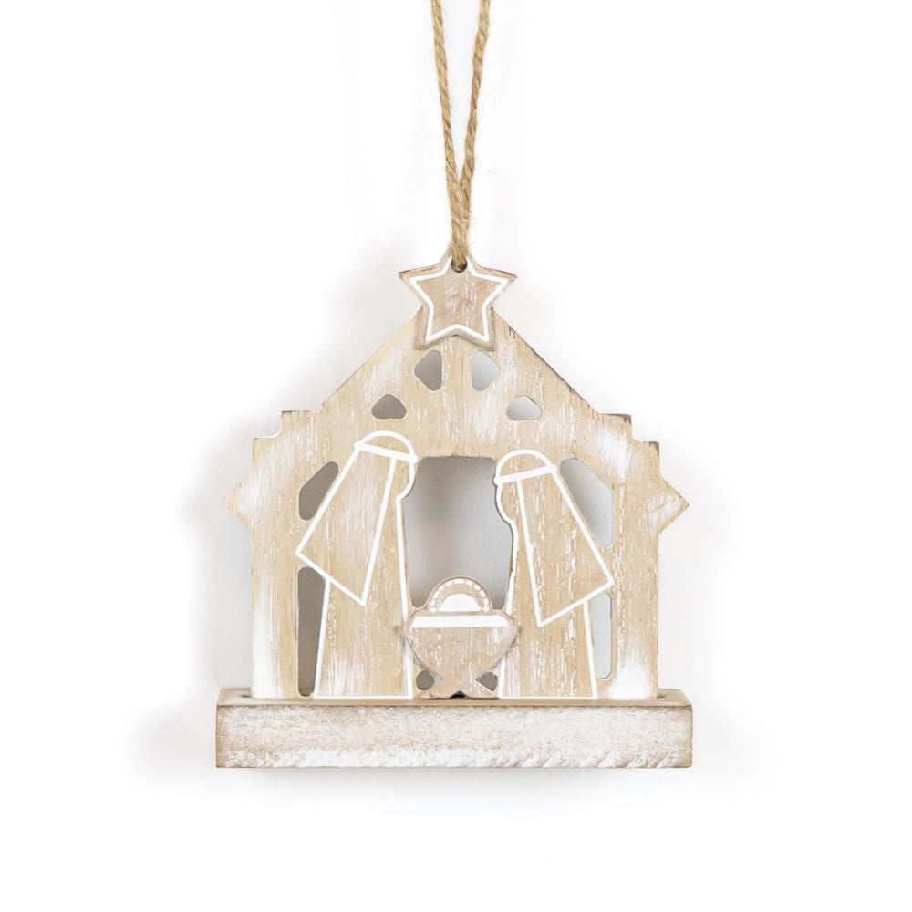 Wood Nativity Ornament