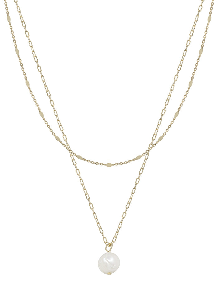 Gold Freshwater Pearl Drop Chain