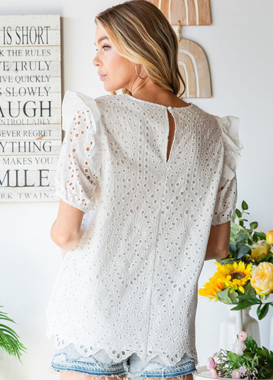 Eyelet Top in White