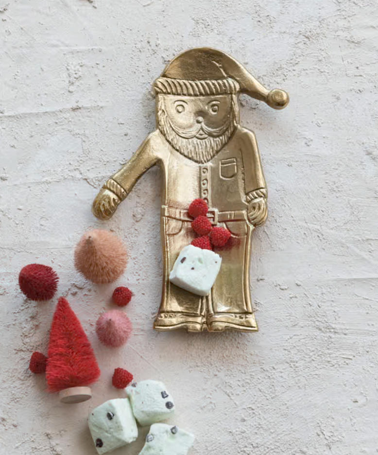 Cast Aluminum Santa Dish in Gold