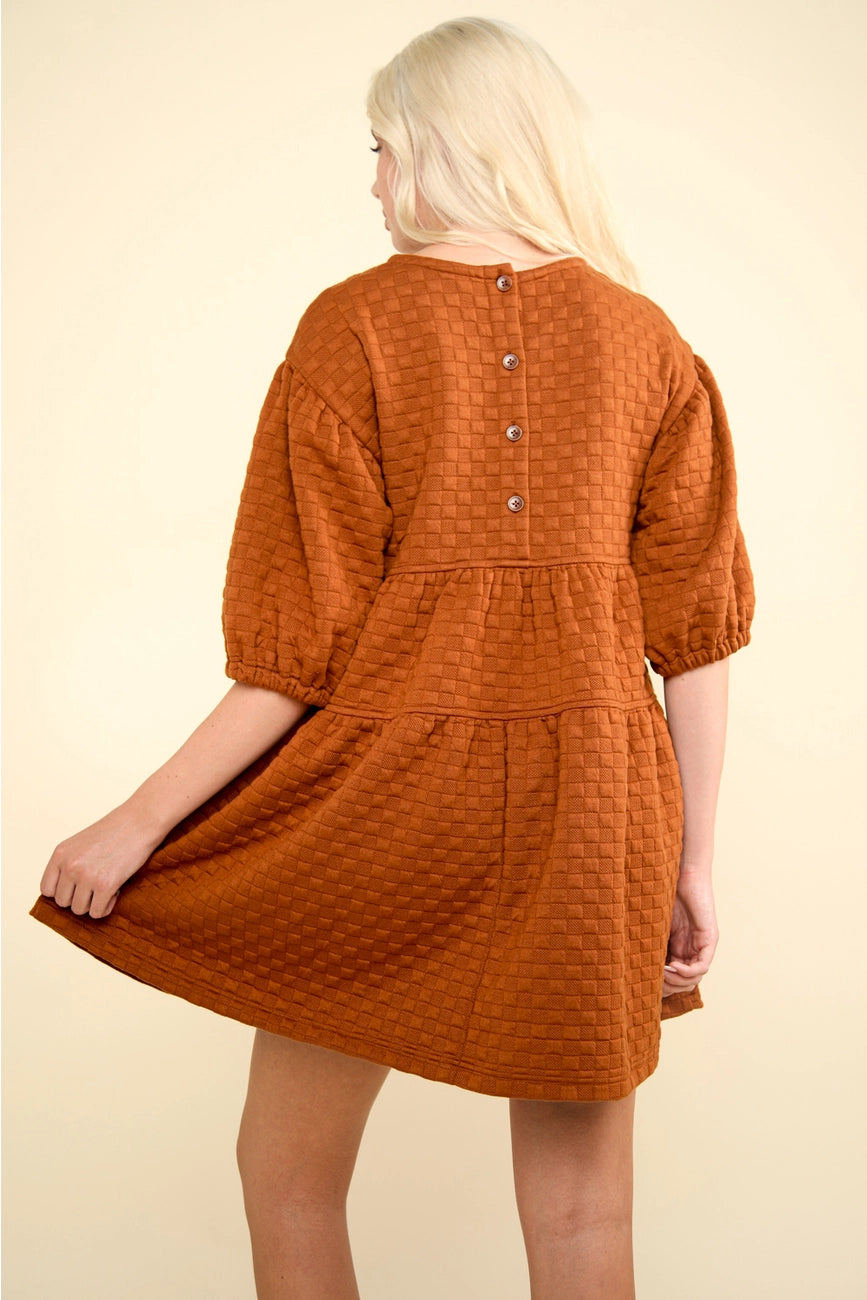 Quilted Dress in Camel