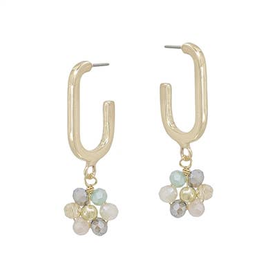 Multi Color Crystal Flower Hoop Earring