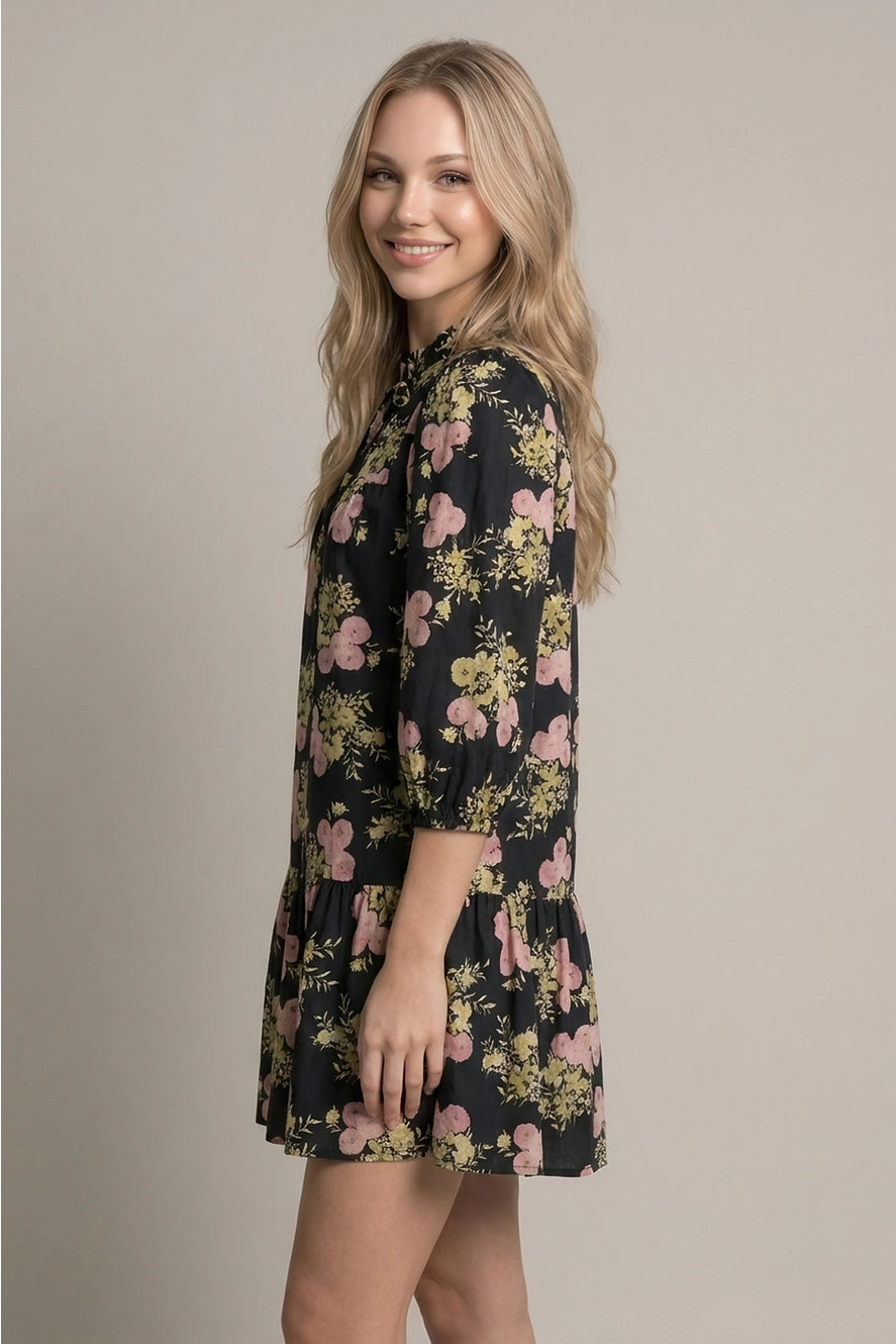 The Vintage Rose Dress in Black