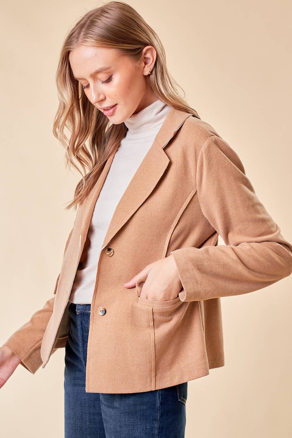 Knit Blazer in Camel