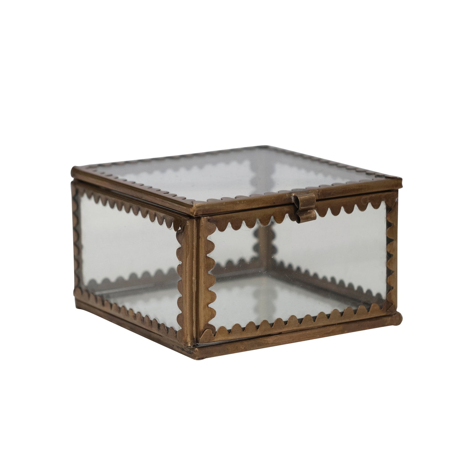 Small Brass & Glass Display Box with Scallops