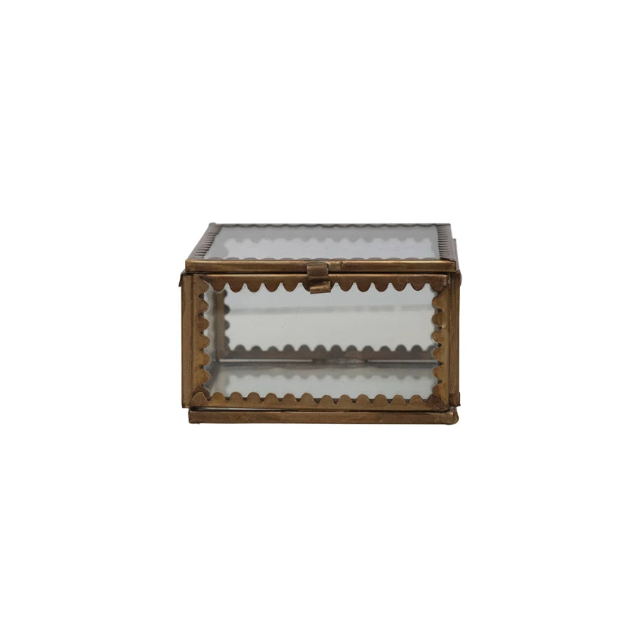 Small Brass & Glass Display Box with Scallops