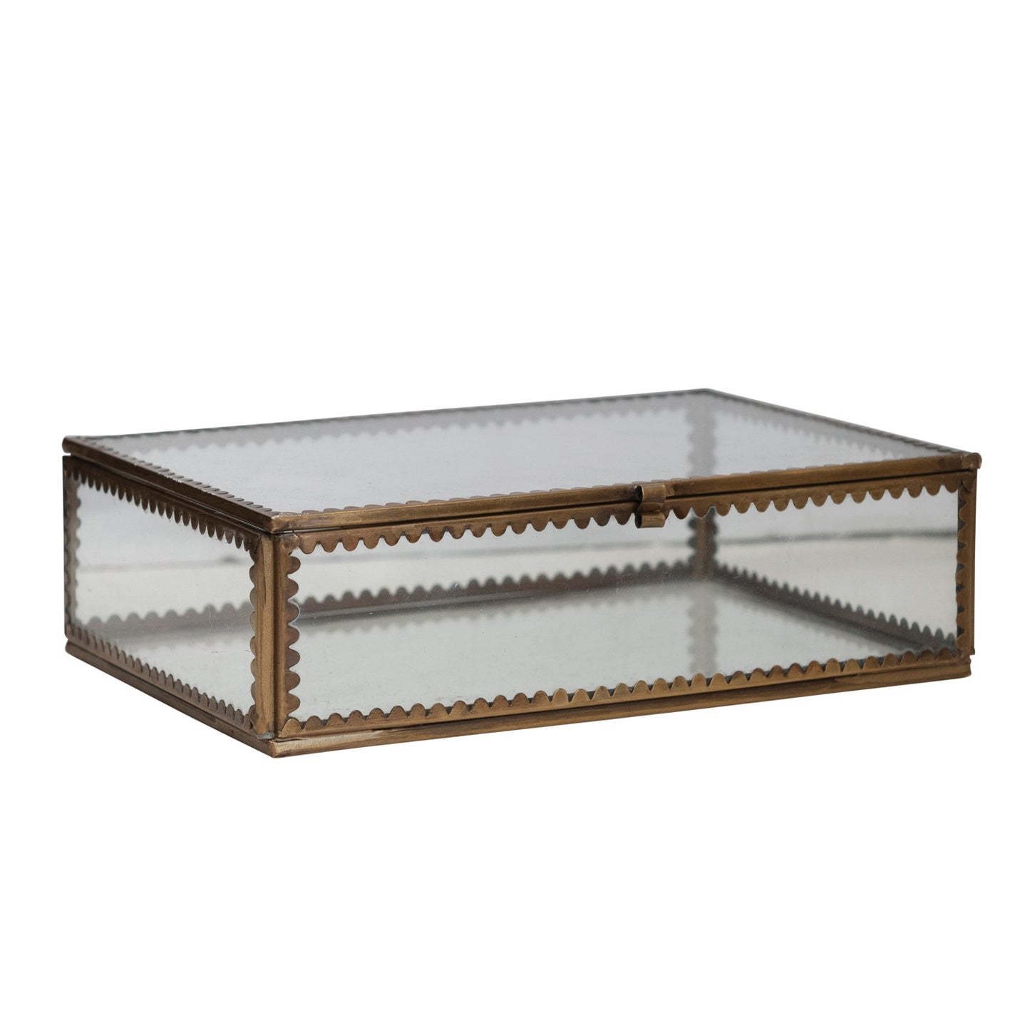 Large Brass & Glass Display Box with Scallops