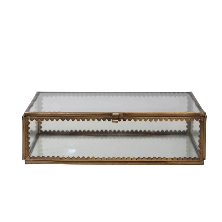 Large Brass & Glass Display Box with Scallops