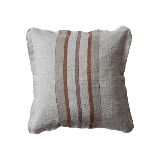 20" Square Woven Linen Pillow W/Stripes
