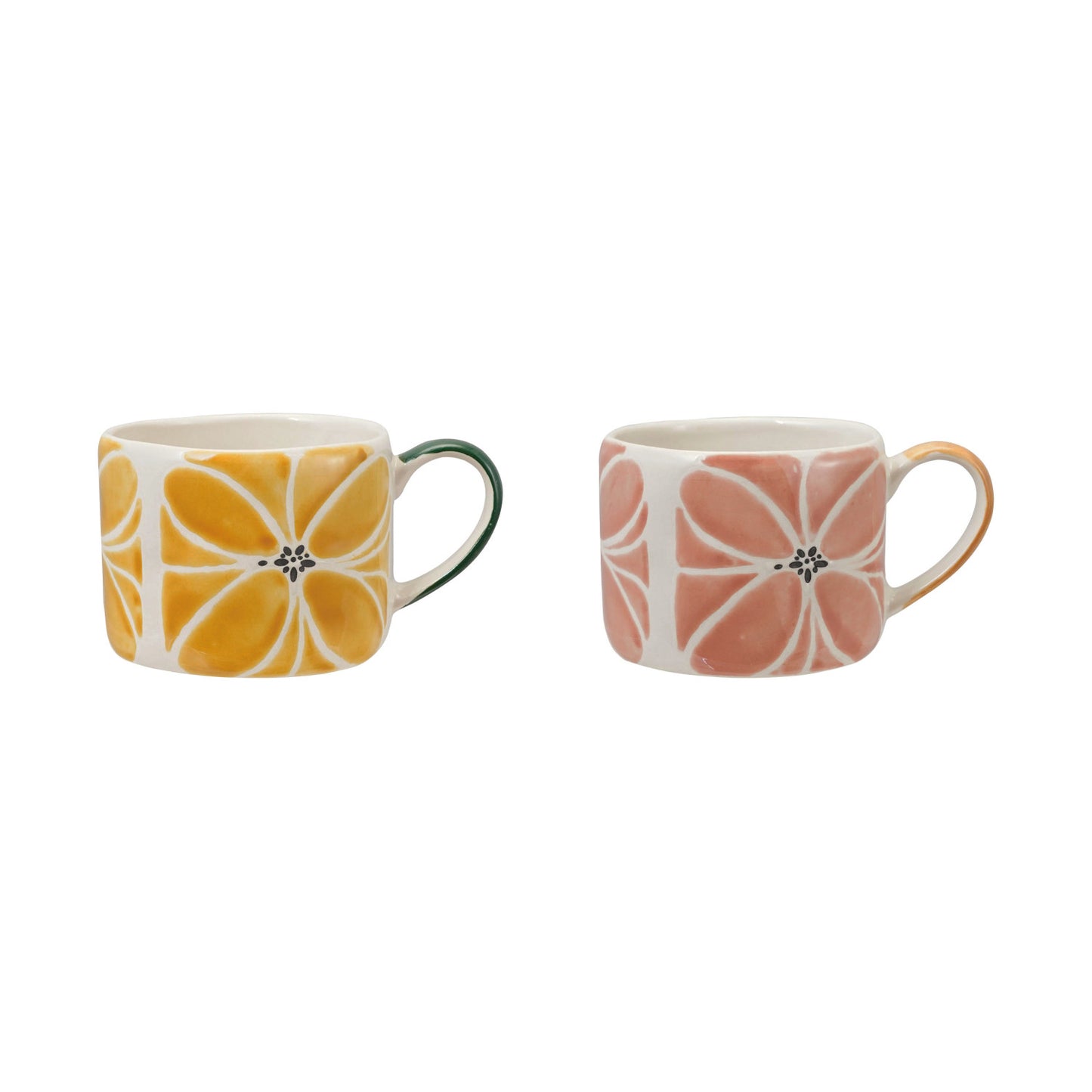 Flower Glazed Stoneware Coffee Mug