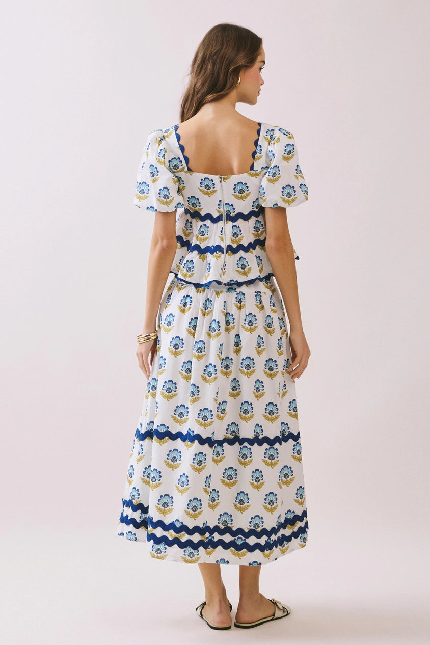 The Marlowe Skirt in White & Blue
