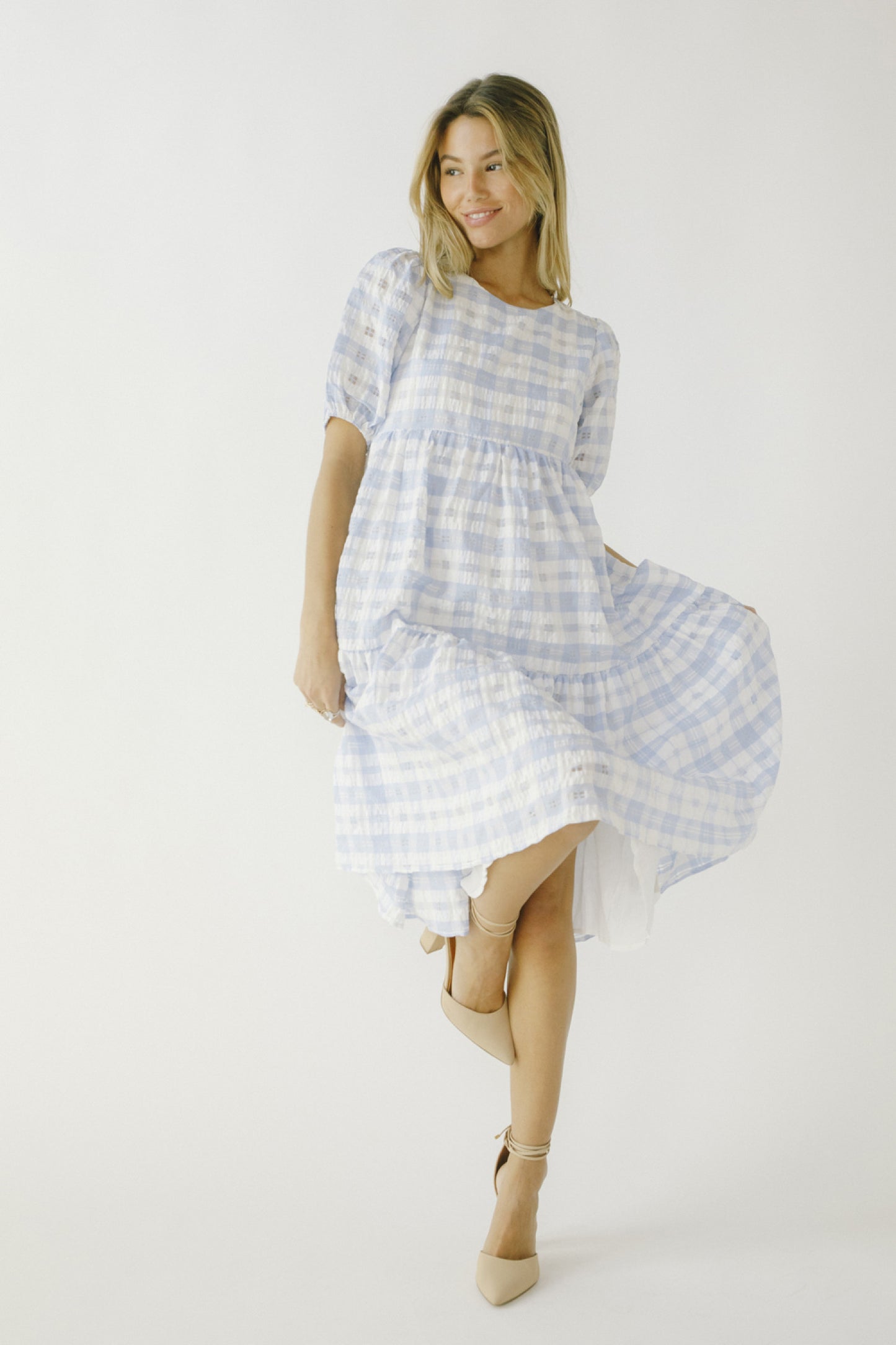 Plaid Midi Dress with Ruffled Hem - FINAL SALE