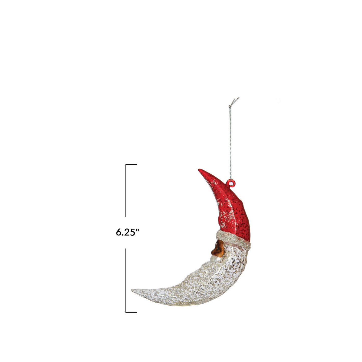 Mercury Glass Santa Moon Ornament