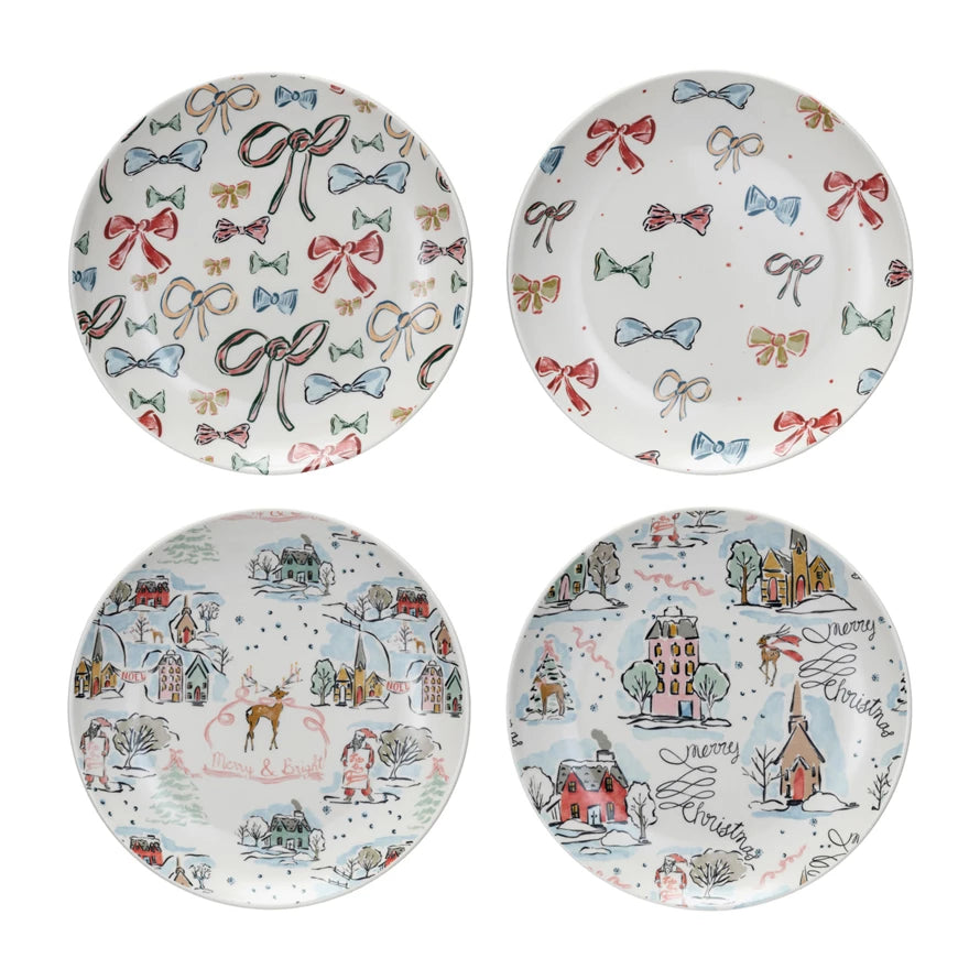 Cheerful Holiday Stoneware Plate
