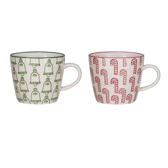Holiday Hand-Stamped Stoneware Mug