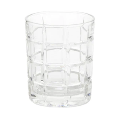 Cross Hatch Rocks Glass