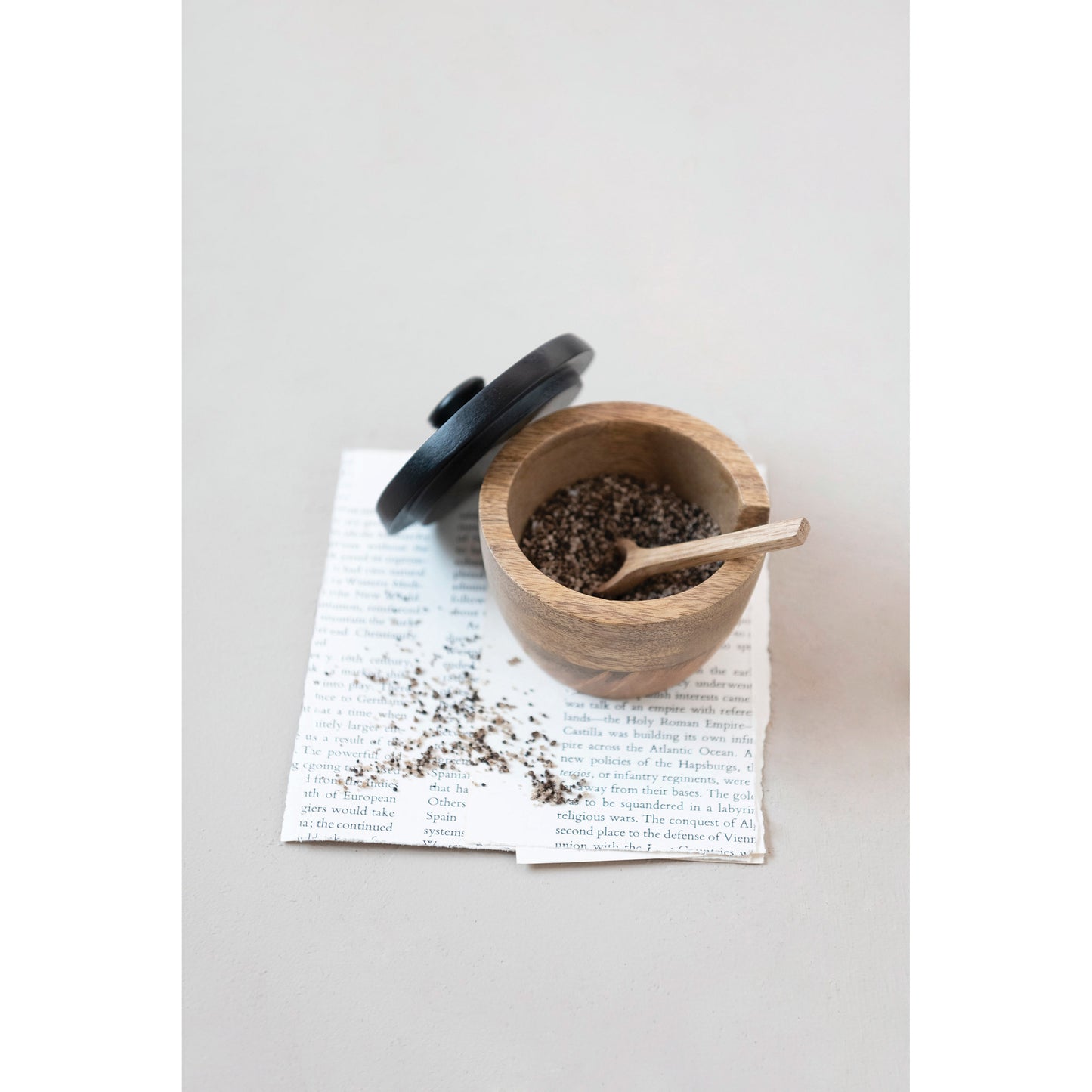 Mango Wood Salt Cellar with Spoon