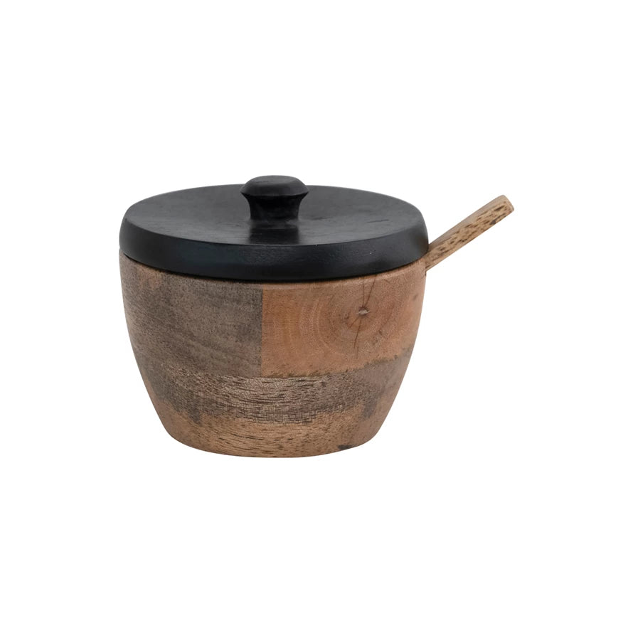 Mango Wood Salt Cellar with Spoon