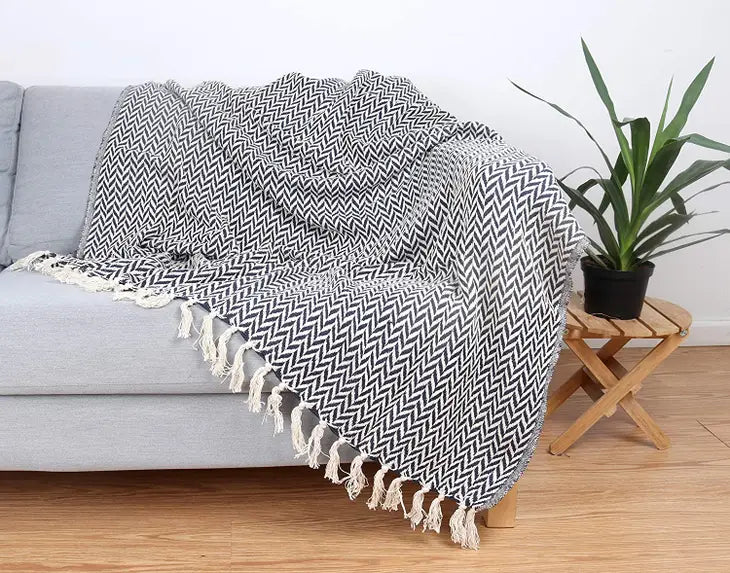 Chevron Patterned Cotton Throw Blanket