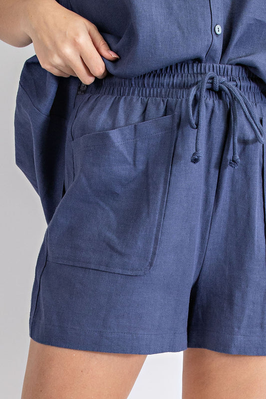 Linen Shorts in Navy - FINAL SALE