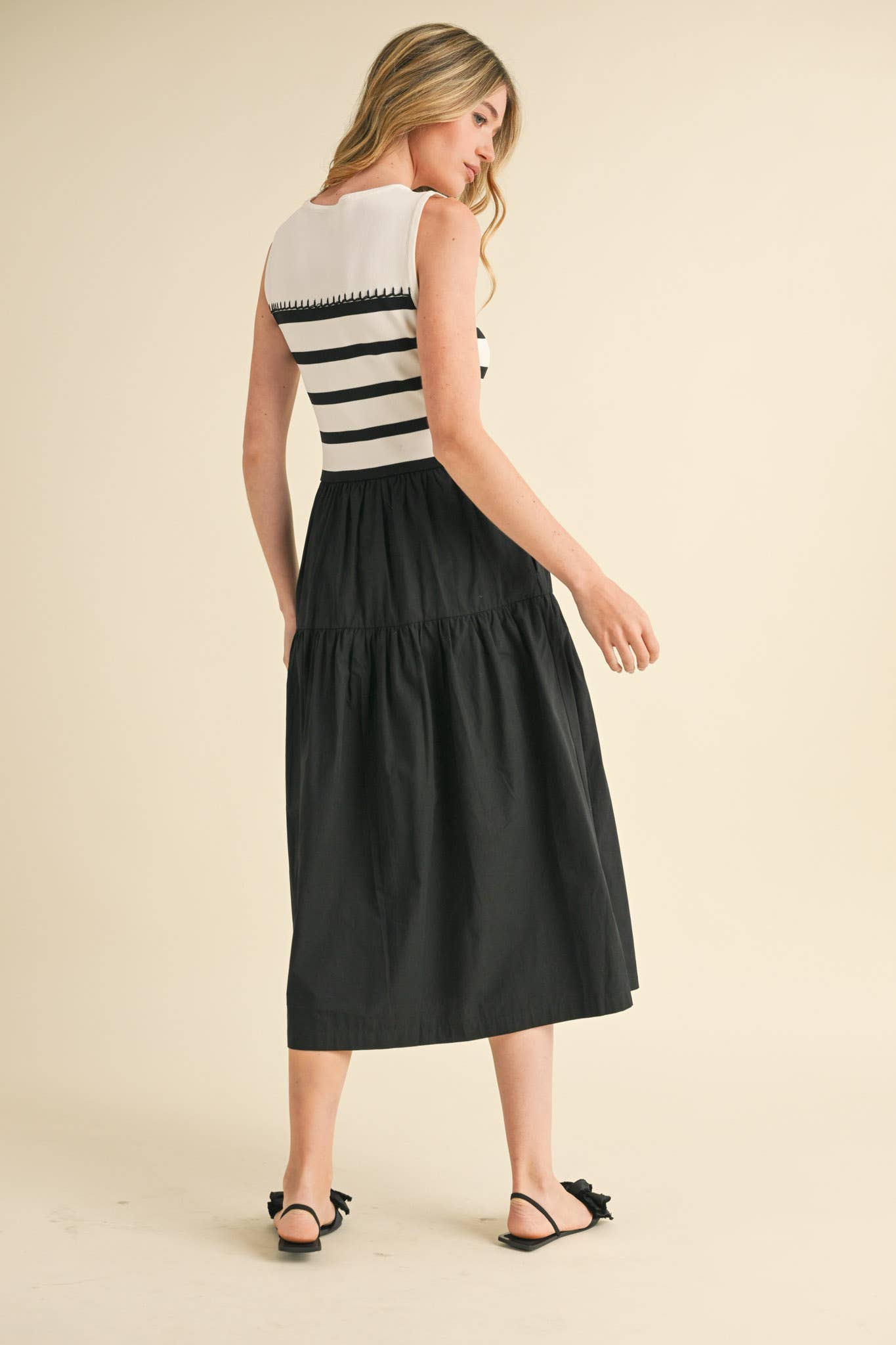 The Audrey Contrast Dress in Black & White