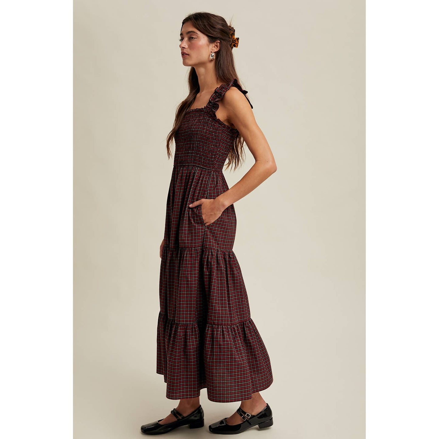 Holiday Gingham Midi Dress