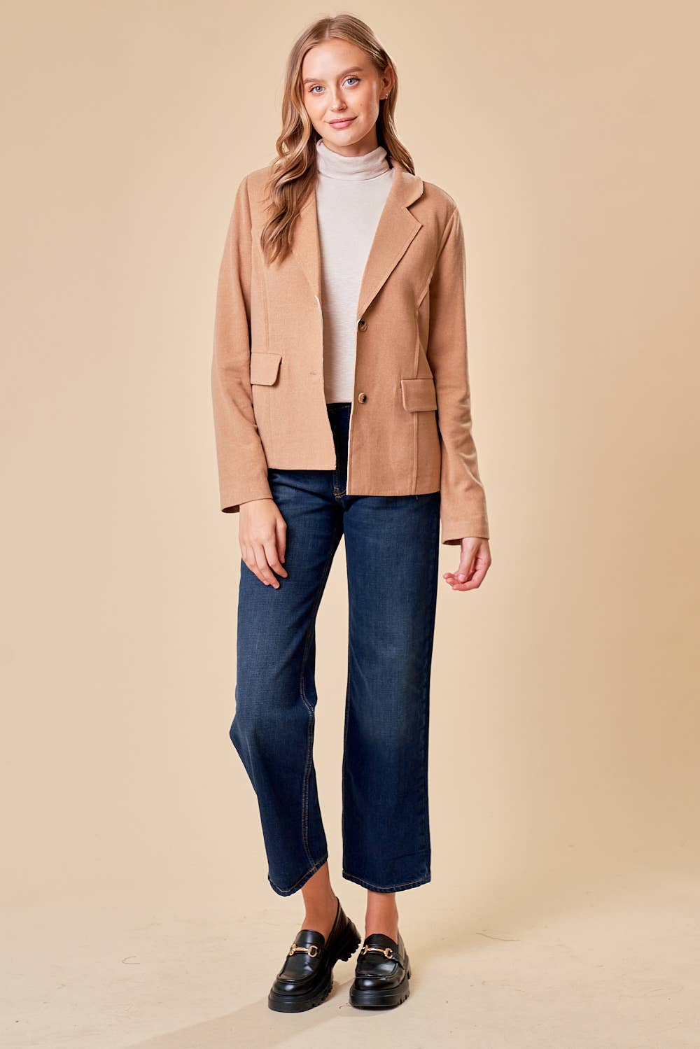 Knit Blazer in Camel