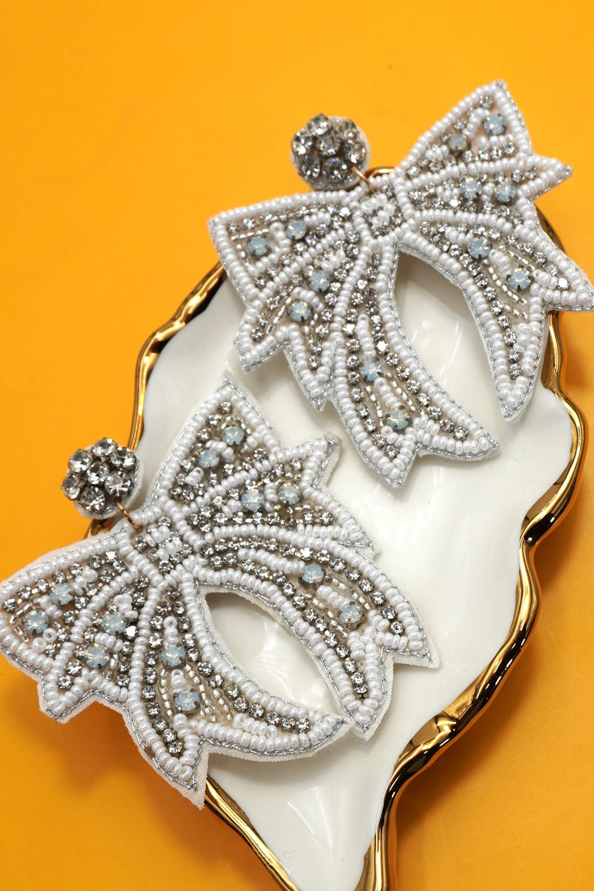 Holiday Bow Beaded Earrings