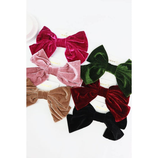 Velvet Hair Bow Clips