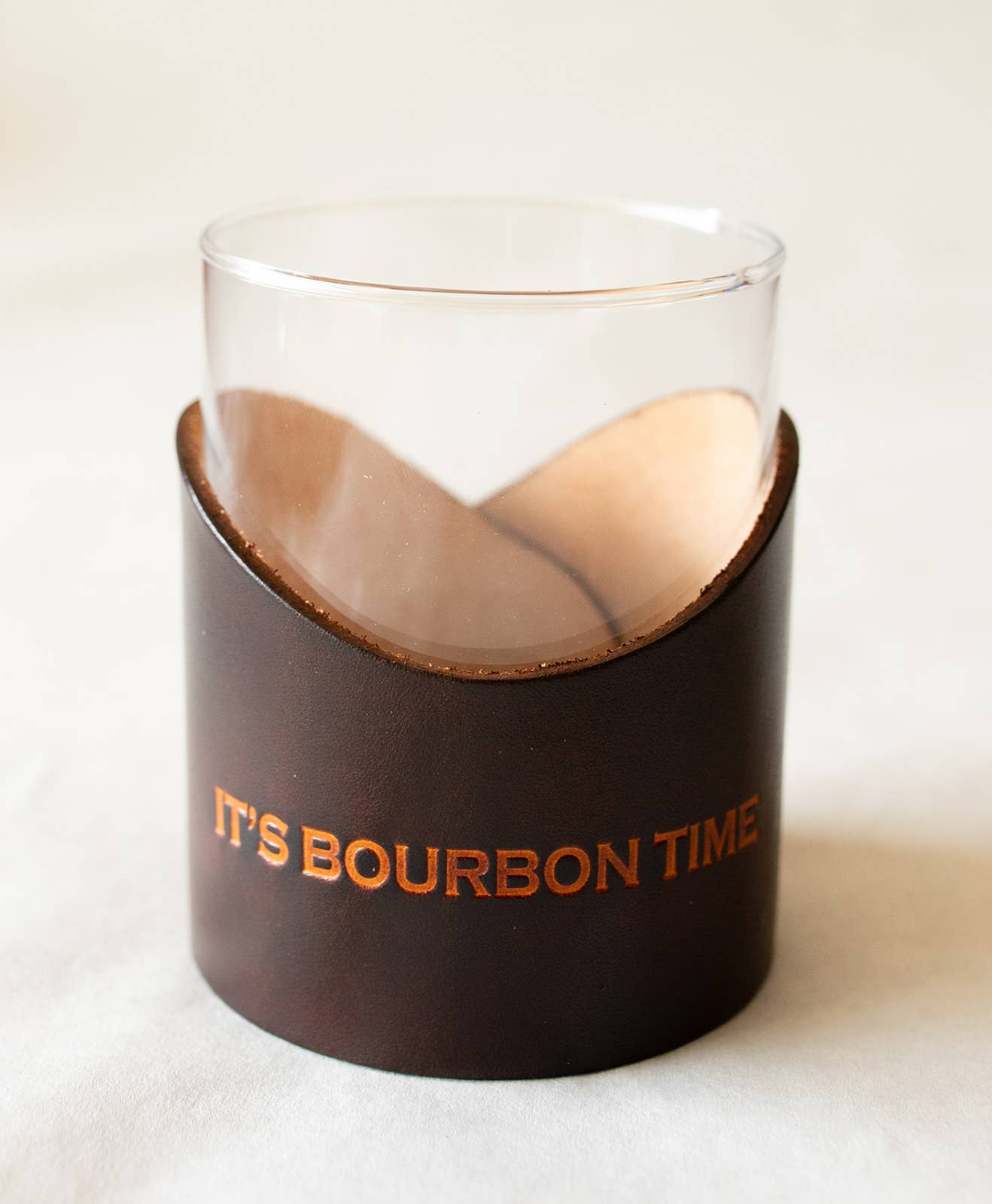 Leather Rocks Glass - It's Bourbon Time