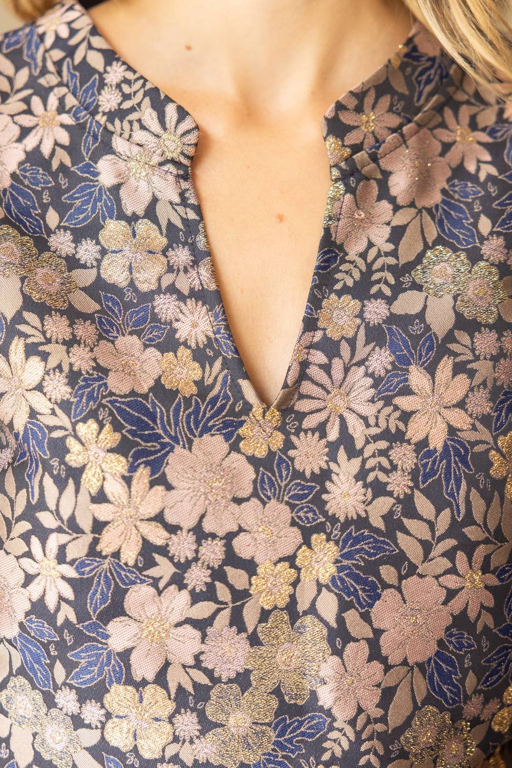 Floral Metallic Sparkle Jaquared Top