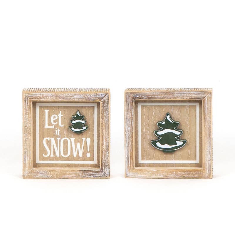 Let it Snow Wood Framed Sign - Reversible