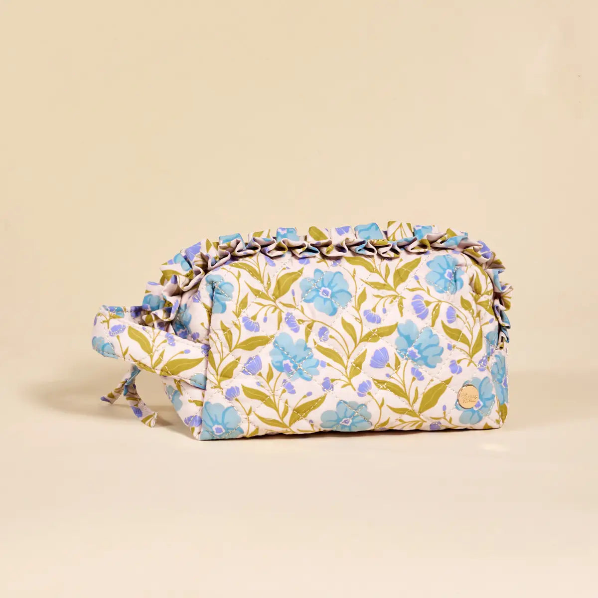 Quilted Cosmetic Pouch in Poppin' Petals Aqua