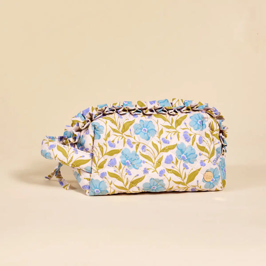 Quilted Cosmetic Pouch in Poppin' Petals Aqua