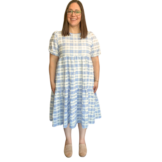 Plaid Midi Dress with Ruffled Hem - FINAL SALE