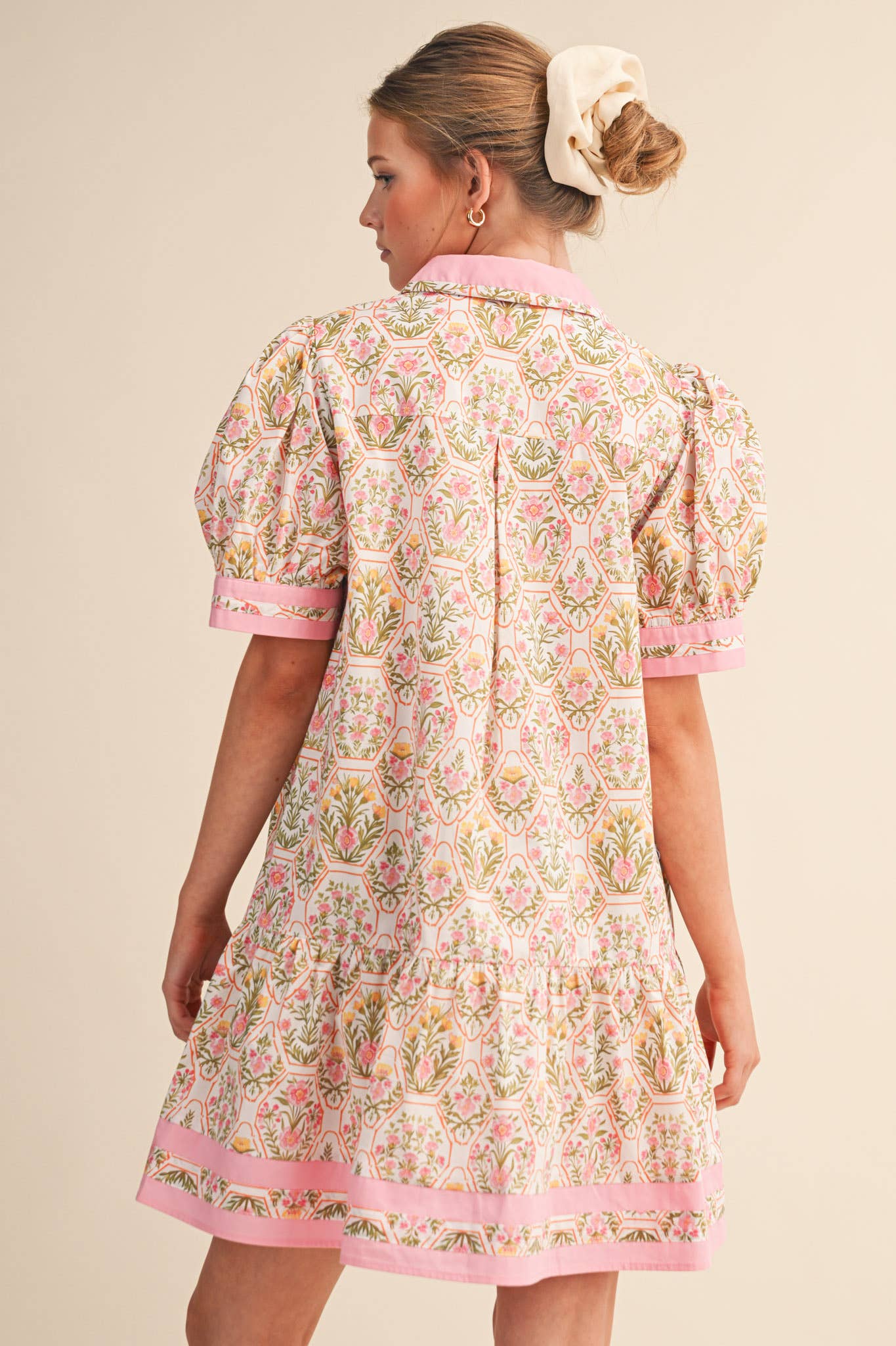 Floral Puff Sleeve Dress in Pink