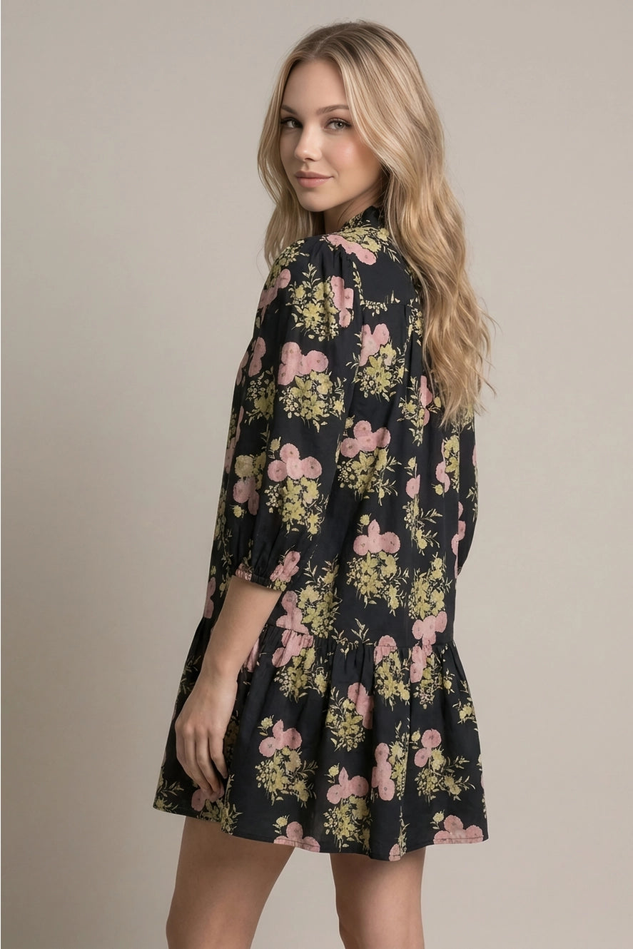 The Vintage Rose Dress in Black